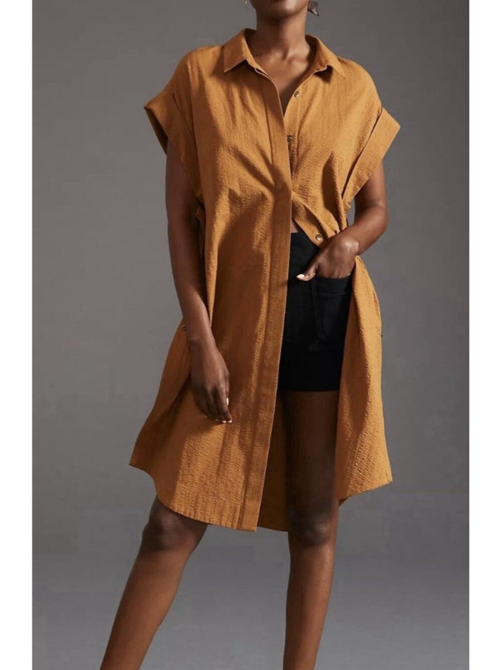 Maeve Side-Slit Relaxed Tunic Top Size XXS Lagenlook Boxy